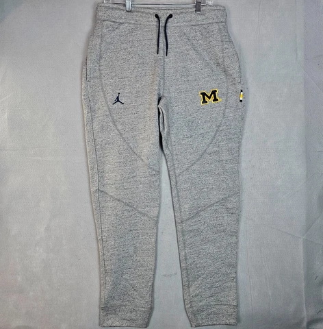 Michigan Wolverines Air Jordan Fleece Sweatpants Mens Large Carbon Heather Grey Cover
