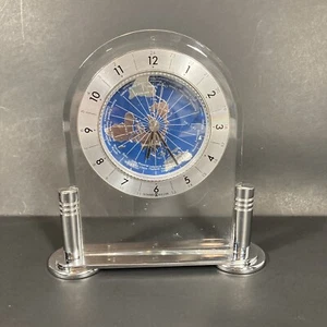 Howard Miller Discoverer World Arch Table Alarm Clock Desk Mantle Globe Silver - Picture 1 of 9