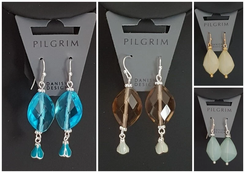 PILGRIM Ohrstecker Hängeohrringe  Halbedelstein div. Farben versilbert #P50 - Bild 1 von 1