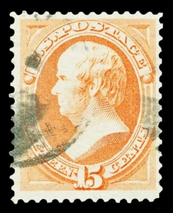 Scott 152 1870 15c Bright Orange Webster Large Banknote Issue Used F-VF Cat $225 - Bild 1 von 1