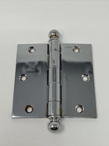 Vintage Stanley Ball Type Door Hinge 3-1/2”x3-1/2” Brass Plated Made In USA #175 Cover
