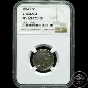 1924-S Buffalo Nickel~NGC VF Details~Rare Date~Only 124 this Grade~! - Picture 1 of 4