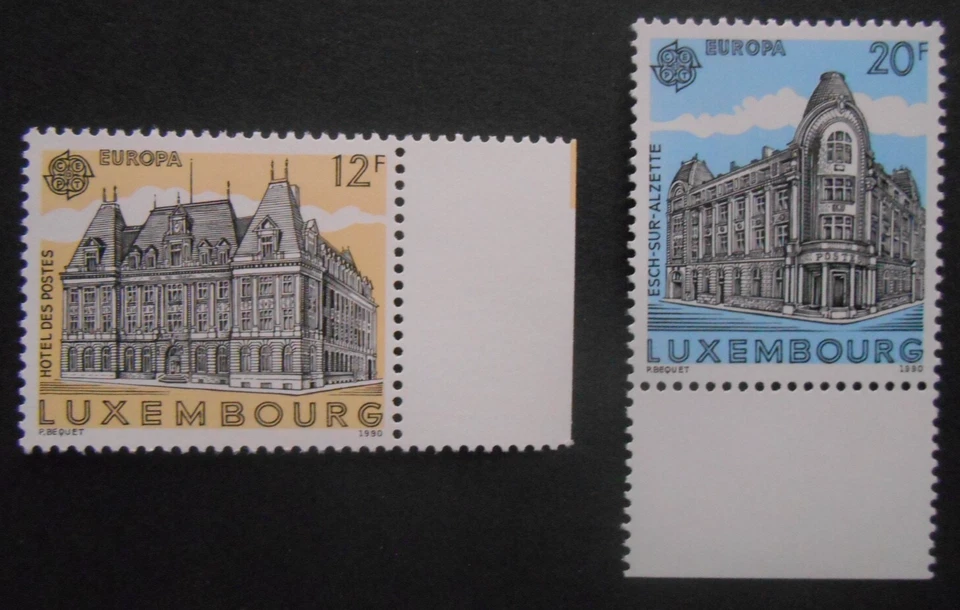 Luxemburgo 1990, Mi.1243-1244, Europa, arquitectura, oficinas de correos, ** MNH. - Imagen 1 de 1