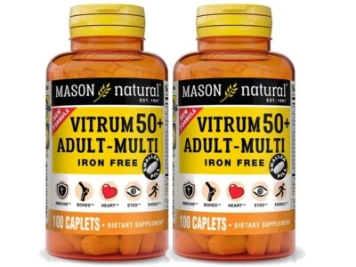 Mason Natural VITRUM 50 + MULTIVITAMÍNICO SENIOR SIN HIERRO ADULTO 2 X 100 Tapa Foto 1 de 3
