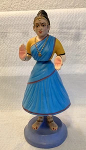 Vtg/Antique Terracotta Figure of a Dancing India Woman, She Bobbles, 11.5"T - Picture 1 of 17