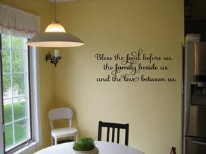 BLESS THE FOOD BEFORE US HOME VINYL WALL DECOR DECAL KITCHEN DINING STICKER  - Picture 1 of 2