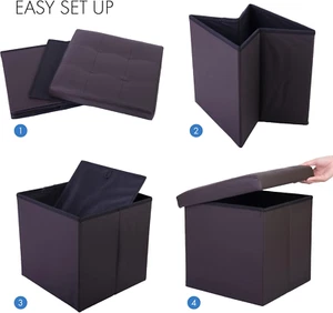 Storage Ottoman Cube, Brown Foot Stool Ottoman,13x12x12 inch Square Ottoman w... - Picture 1 of 12