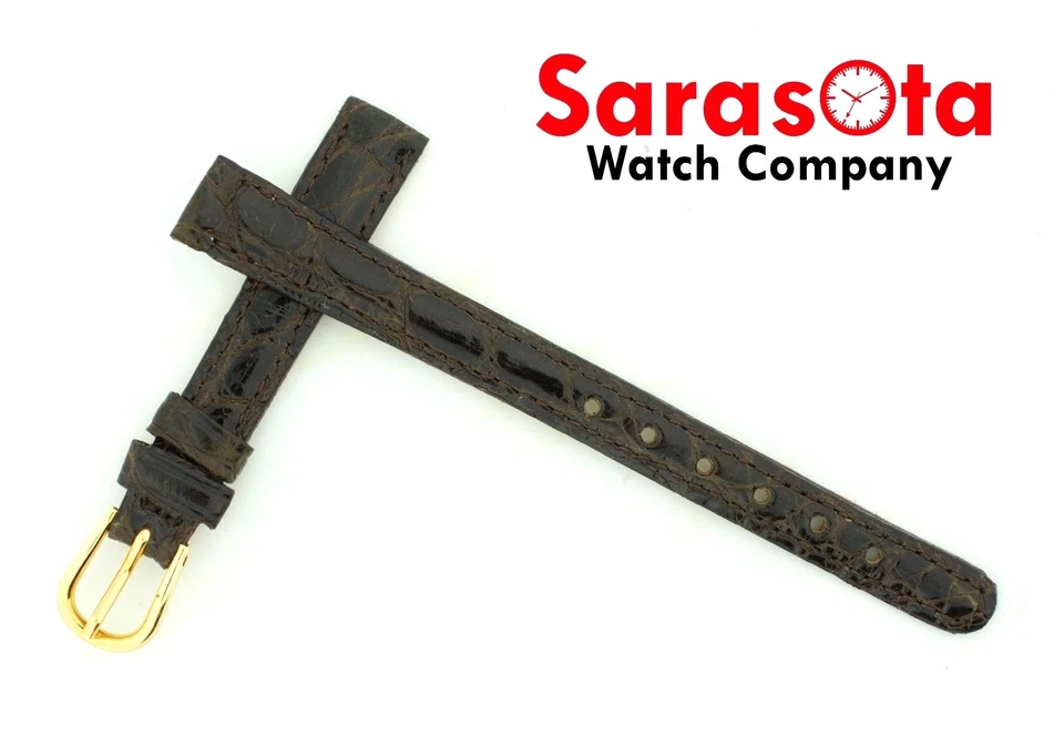 deBeer Genuine Crocodile 10/12/18mm Width Brown Stitched Short Watch Band - Image 1 of 3