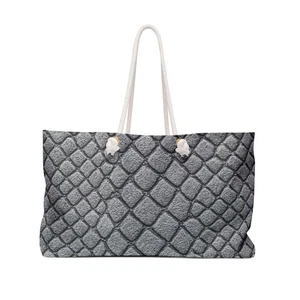 Gray Python Snake Skin Pattern Weekender Tote Bag, Oversized Travel Shoulder Bag - Picture 1 of 6