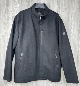 Tumi Tech Charcoal Gray Men's Coat Jacket Size 2XL Hidden Hood Wool Blend - Picture 1 of 21