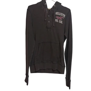 Hollister Men's Chocolate Brown Hoodie Thermal Sweatshirt Y2k Vintage Casual M - Picture 1 of 7