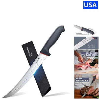 Cuchillo para romper curvo de 10 pulgadas con mango SoftGrip - Acero de alto carbono para carne Foto 1 de 4