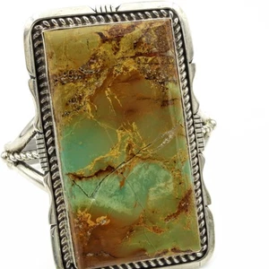 Navajo Sterling Silver Eddie Secatero Signed Rectangle Turquoise Cuff #S2445-5 - Picture 1 of 8