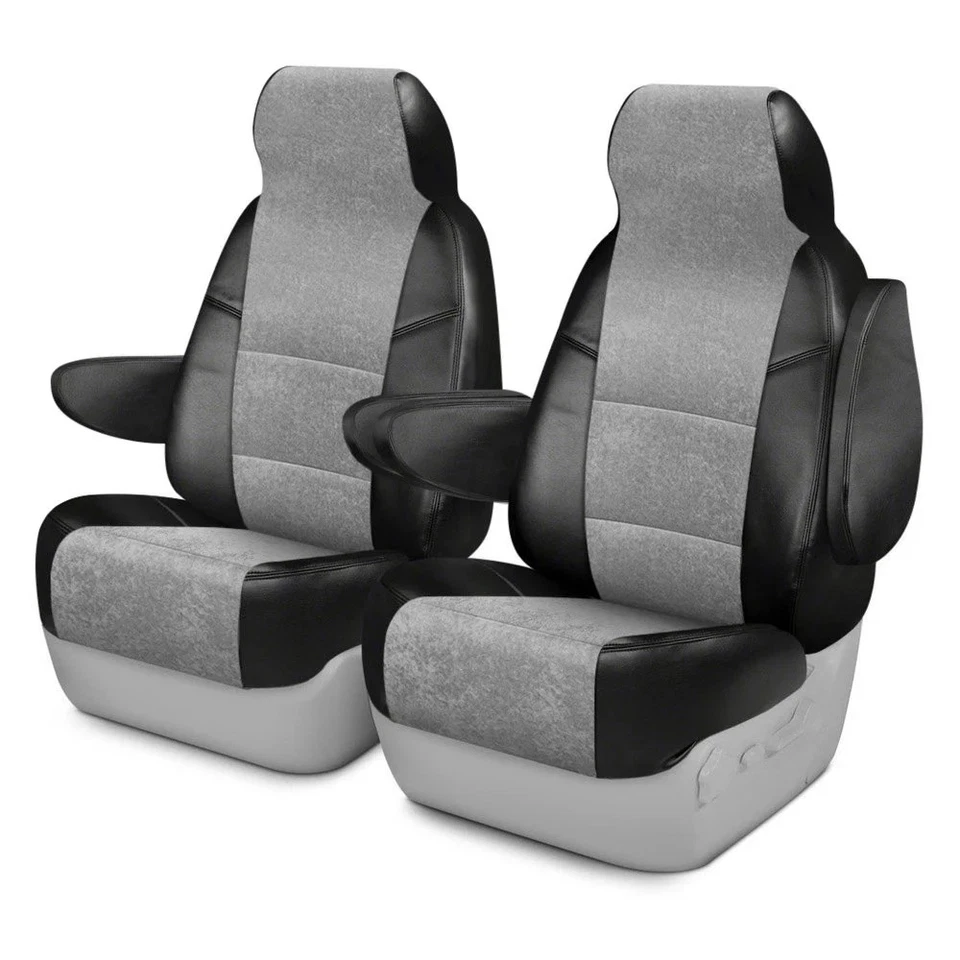 For Dodge Grand Caravan 96-00 Ultisuede 1st Row Black & Gray Custom Seat Covers Foto 1 de 4