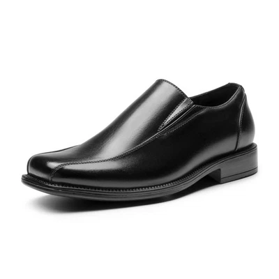 Men's Dress Shoes Loafer Shoes Leather Lined Square Toe Slip on Shoes Wide Size - Image 1 of 4