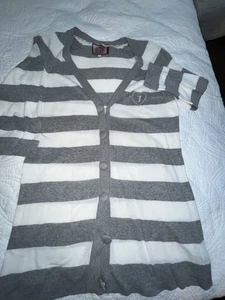 Vintage Juicy Couture Damen L Knopfleiste vorne Cardigan offen Strick gestreift gebraucht, in einwandfreiem Zustand - Bild 1 von 9