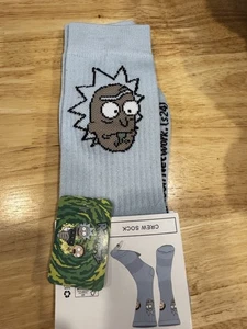 NWT Rick and Morty RICK Men's Size 6-13 Crew Socks Blue Cartoon - Picture 1 of 6
