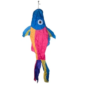 Large Fish Wind Sock Rainbow Nylon Outdoor Kite Yard Garden Boat Deck Windsock - Picture 1 of 9