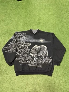 Vintage 90s Art Unlimited Wolf Nature Sweatshirt Men’s Size Medium Animals AOP - Picture 1 of 16