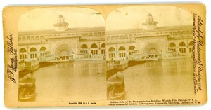 Chicago IL - TRANSPORTATION BUILDING WORLDS FAIR - J.F. Jarvis Stereoview - Foto 1 di 2