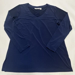 Susan Graver Modern Essentials Petite Liquid Knit Tunic Size SP Navy Blue V-Neck - Bild 1 von 13