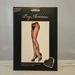 Pantyhose Spandex Sheer to Waist Black One Size 90-160 Pounds Nylon Leg Avenue - Picture 1 of 12