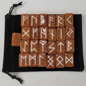 Runas Elder Futhark Viking 1 Juego 25 Piezas Resina Adivinación + Bolsa de Terciopelo Negro - Imagen 1 de 9