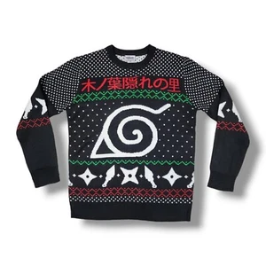 Naruto Shippuden 20th Ripple Junction Christmas Style Black Sweater Men's Size M - Picture 1 of 11