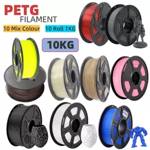 3D Printer Filament 10KG PETG 1.75mm FDM Consumable 10 Roll 1KG Spool Mix Colour - Picture 1 of 9