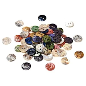 Mother Of Pearl Buttons Mixed-Colour Round 10mm 2-Hole Pack Of 25 - Picture 1 of 1