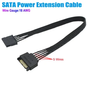 30CM 15 Pin SATA Power Extension Cable Male to Female For Solid Drive/Hard Drive - Picture 1 of 6