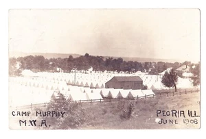 1908 RPPC Camp Murphy M.W.A Showing Rows Of Tents in Peoria, IL. - Picture 1 of 2