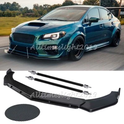 For Subaru WRX STI 15-21 Carbon Fiber Front Bumper Lip Spoiler Splitter Body Kit - Image 1 of 4