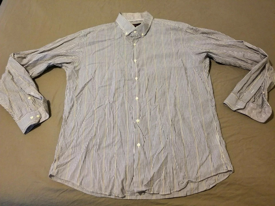 Рубашка мужская Ben Sherman Dress 17 34 35 XL синяя на пуговицах хлопок - Изображение 1 из 4