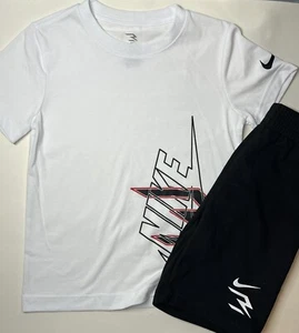 Boys Nike 3 Brand 2 Piece Outfit Tee Shirt And Shorts Size 6 Medium - Picture 1 of 5