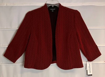 Perceptions New York Red Black 3/4 Sleeve Polyester Knit Dress Jacket XL NWTS! - Image 1 of 4