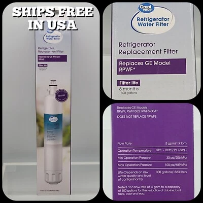 Great Value Refrigerator Water Filter Replaces Ge Model RPWF 6 Month 300 Gallons - Image 1 of 4