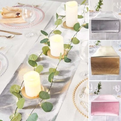 12" x 108" Glitter RIDGE DESIGN Paper Disposable Table Runner Events Decorations - Image 1 of 4