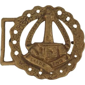 Antique Brass Longships Lighthouse Lands End UK Cornwall 60s Vintage Belt Buckle - Picture 1 of 5