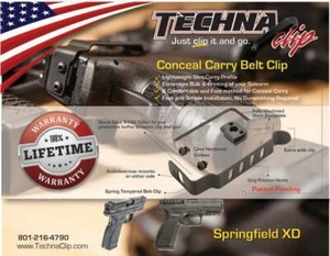 Techna Clip IWB Concealable Gun Belt Clip SPRINGFIELD Mod.2 & XDM .9MM .40 RH - Picture 1 of 6
