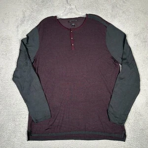 John Varvatos Shirt Mens XL Maroon Gray Henley Wool Blend Sweater Lightweight - Picture 1 of 7
