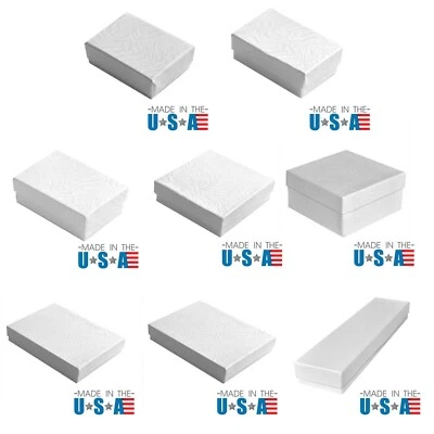 Premium White Swirl Cotton Filled Jewelry Cardboard Box Lots of 100~200~500 - Image 1 of 4