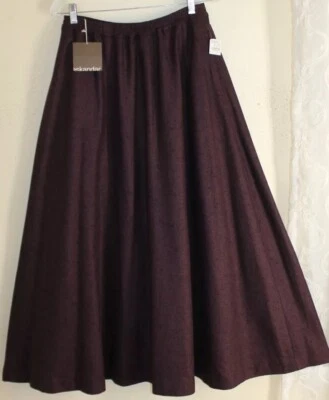 NUEVO CON ETIQUETAS Eskandar Talla 1 Rich Ciruela Púrpura 37" Largo Cachemira Seda Tejido Falda Completa Aline Foto 1 de 4