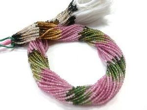 Multi Tourmaline Rondelle Faceted 2mm, Natural Tourmaline Beads 12"inch 5 Strand - Picture 1 of 5