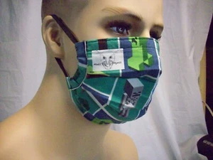 Face Masks Handmade accordion pleated Builder Blocks by Madd Aynts - Picture 1 of 4