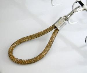 SCHLÜSSELANHÄNGER LIGHT COLORADO TOPAZ Gold / Silber/ Rhinestone Rope / Glitzer - Picture 1 of 4