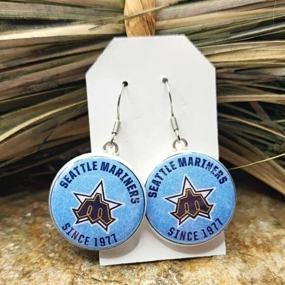 Seattle Mariners Earrings Retro Logo Pro Baseball Souvenir Game Day Accessories - Image 1 of 1