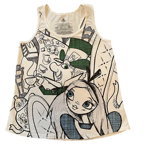 Disney Store Alice Wonderland Mad Hatter Tea Party Graphic Tank Top Womens M - Picture 1 of 6