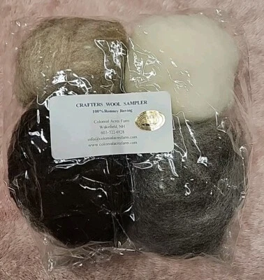 ☆ Crafters Wool Sampler 100% Romney Roving Four Colors 4oz Total - Image 1 of 4