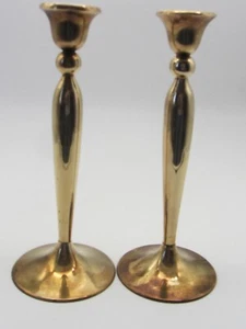 2 Portavelas de latón liso vintage de 8,5"" hechos en la India 3,5"" base - Imagen 1 de 9